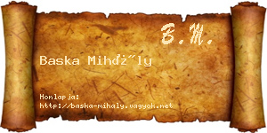Baska Mihály névjegykártya